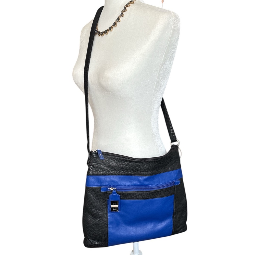 Marc Fisher vegan leather Black and Blue Crossbody shoulder Bag